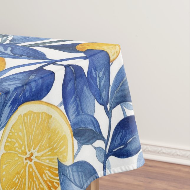 Toalha De Mesa Azulejo Lemons Blue Folaves (Posição Original)
