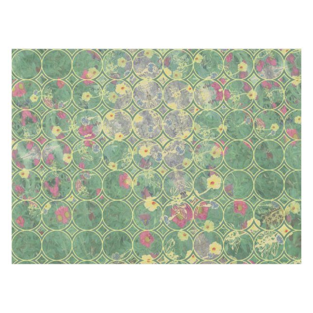 Toalha De Mesa Azulejo Verde Floral (Frente (Horizontal))