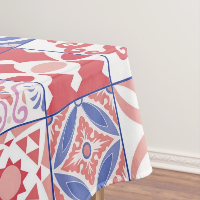 Toalha De Mesa Azulejo vermelho marroquino (Posição Original)