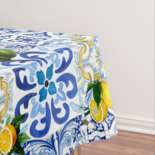 Toalha De Mesa Azulejos do Mediterrâneo, majolica, estilo Sicilia