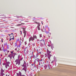 Toalha De Mesa Azulejos Espanhóis Rosa e Roxo