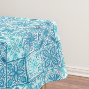 Toalha De Mesa azulejos ornamentados em azul e branco