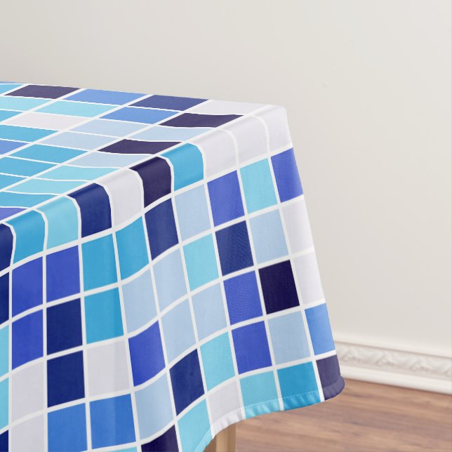 Toalha De Mesa Azulejos piscinas, Azulejos Mosaicos Azuis, Padrão (Posição Original)