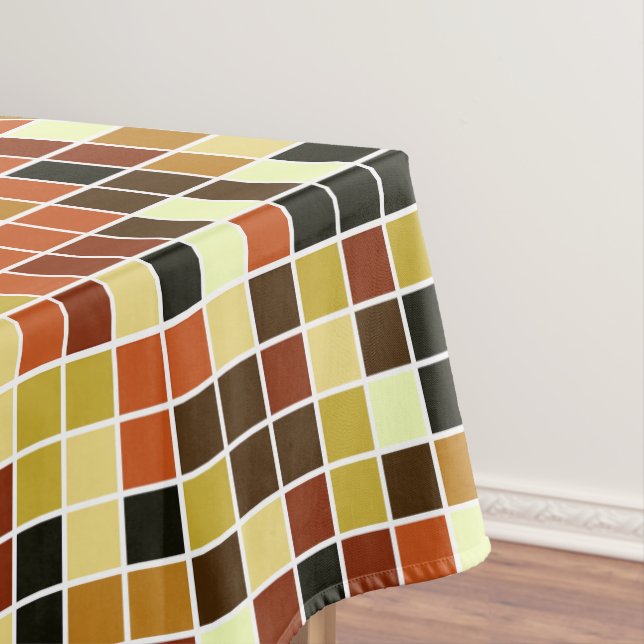 Toalha De Mesa Azulejos piscinas, Azulejos Mosaicos Castanhos, Pa (Posição Original)