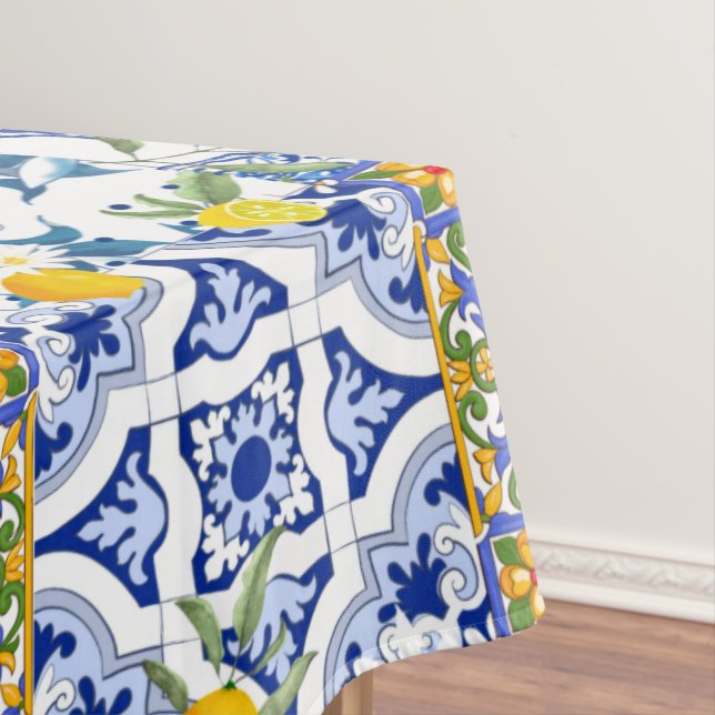 Toalha De Mesa Azulejos sicilianos, limões, majolica tablecloth (Posição Original)