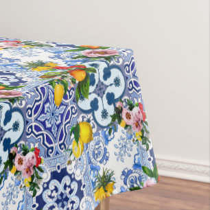 Toalha De Mesa Azulejos sicilianos, majolica, limões, citrinos