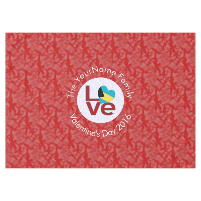 Toalha De Mesa Bahaman Flag Heart Red LOVE (Frente (Horizontal))