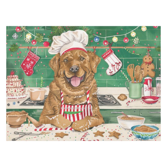 Toalha De Mesa Baía Chesapeake Retriever Baking: Natal Festivo (Frente (Horizontal))