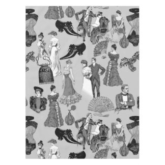 Toalha De Mesa ballroom victorian era fashion toile black white