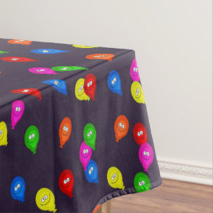 Toalha De Mesa Balões de Sorriso Coloridos Pretos
