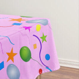 Toalha De Mesa Balões e Estrelas Divertidos e Coloridos em ROSA