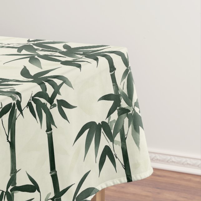 Toalha De Mesa Bambu Asiático Verde E Folhas (Posição Original)