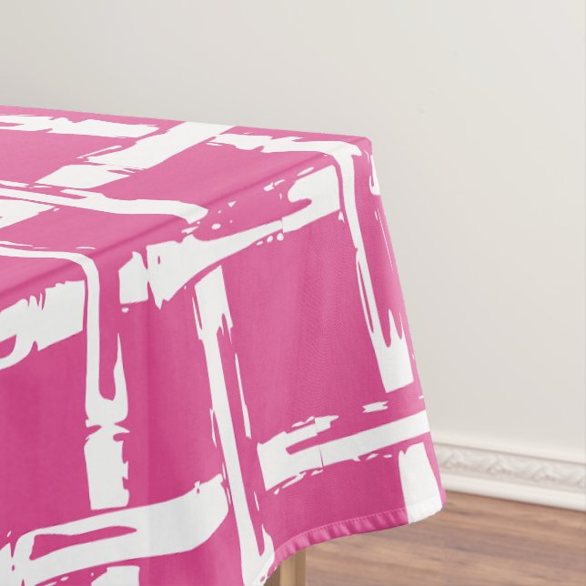 Toalha De Mesa Bambu Preppy – Coordenada Costeira Rosa Vibrante (Posição Original)