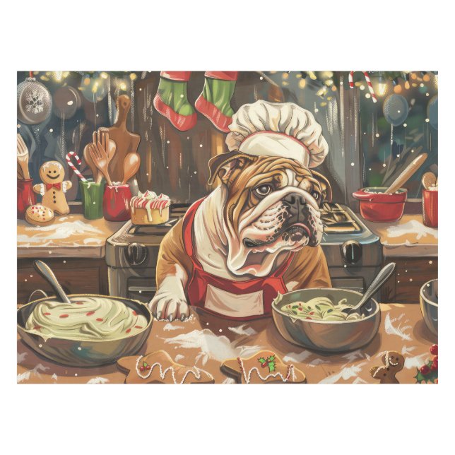 Toalha De Mesa Banho Feriado de Bulldog: Natal Festivo (Frente (Horizontal))
