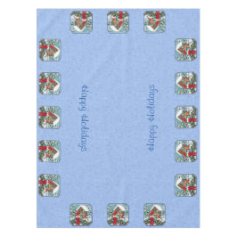 Toalha De Mesa Banquete de Natal dos Cardinhos Azul