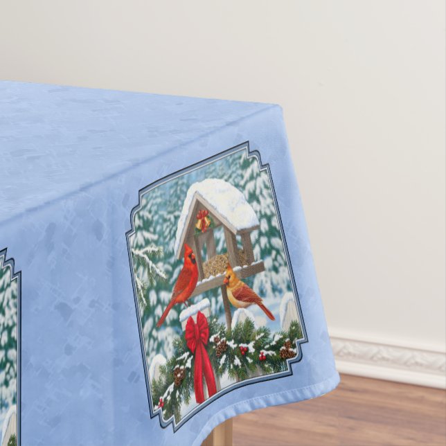 Toalha De Mesa Banquete de Natal dos Cardinhos Azul (Posição Original)