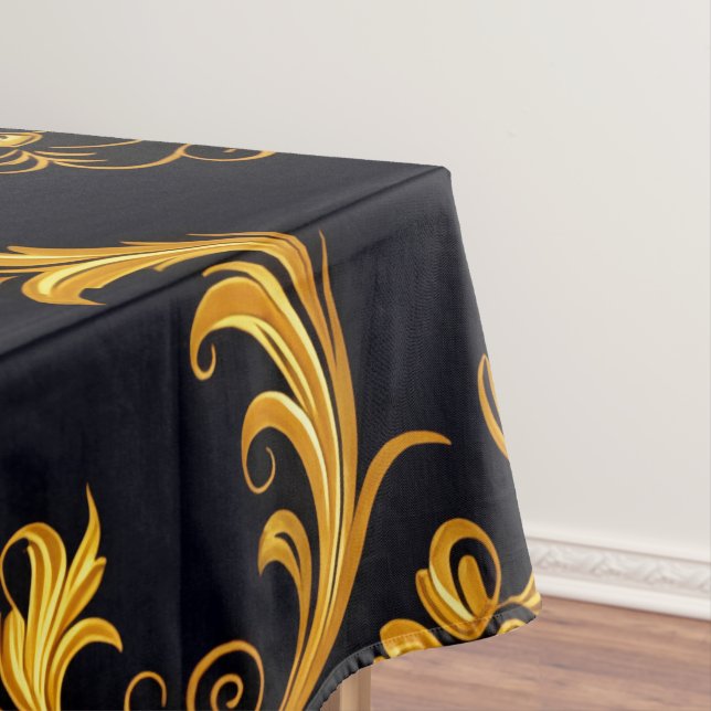 Toalha De Mesa "Barockes Ornament-Muster in Gold und Schwarz" (Posição Original)