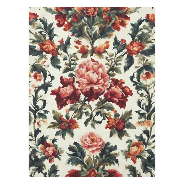 Toalha De Mesa Barroco italiano. Flores e Folhas Chic (Frente)