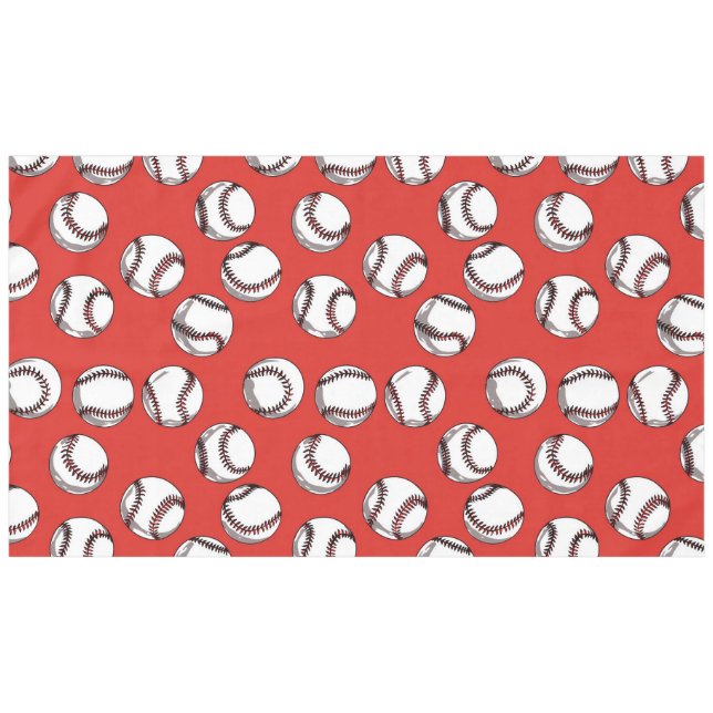 Toalha De Mesa Baseball em fundo vermelho (Frente (Horizontal))