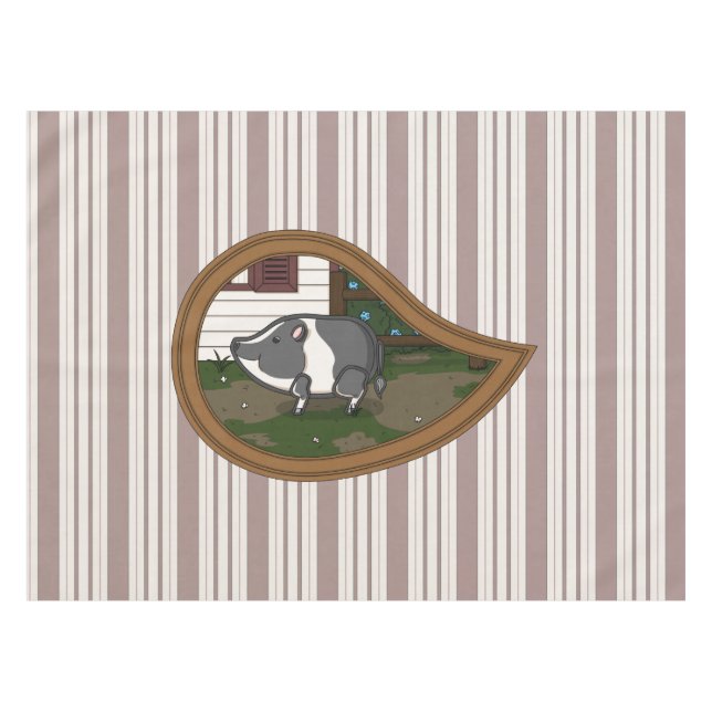 Toalha De Mesa Basil, Pig Tablecloth (Frente (Horizontal))