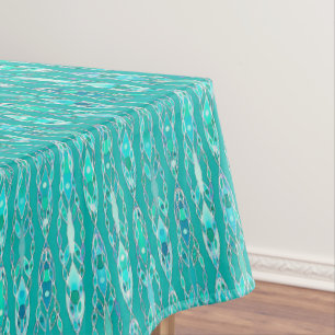 Toalha De Mesa Batik tribal - turquesa e água-marinha