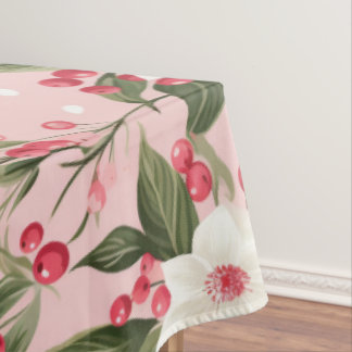 Toalha De Mesa Beautiful Shabby Chic Pink Christmas Floral Berry
