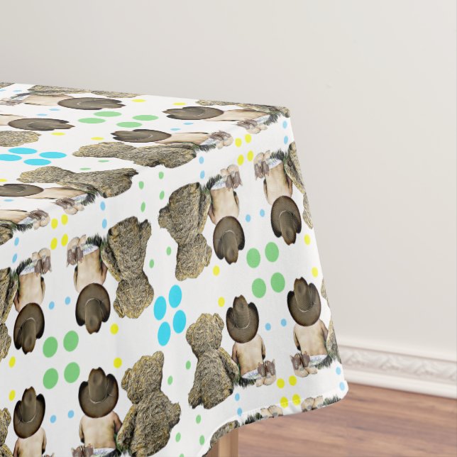 Toalha De Mesa Bebê do Cowboy e Urso do Teddy (Posição Original)