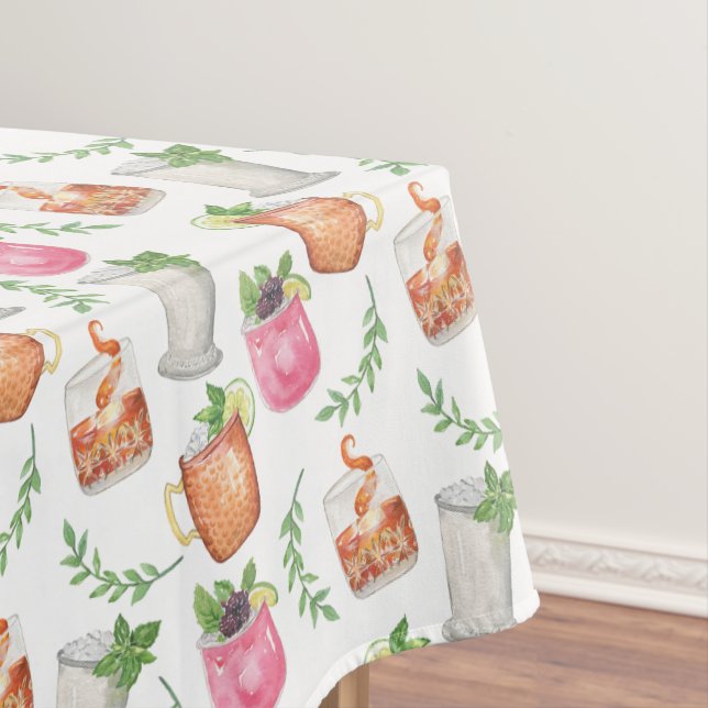 Toalha De Mesa Bebidas Mint Julep de Derby em Aquarela (Posição Original)