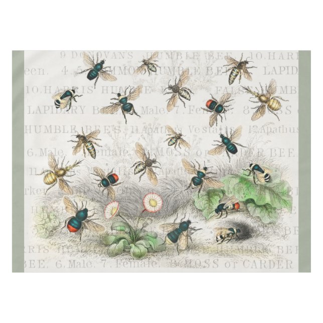 Toalha De Mesa Bee Honey Queen Bees Antique (Frente (Horizontal))