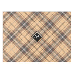 Toalha De Mesa Beige e Brown Tartan