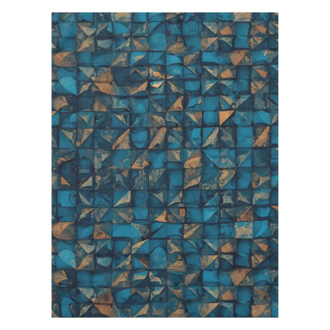Toalha De Mesa Bela Aparência de Patchwork em Azul Escuro (Frente)