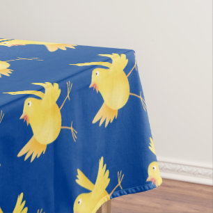 Toalha De Mesa Bela fotografia de pássaro canário amarelo cantand