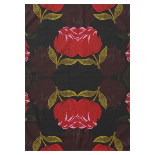 Toalha De Mesa Belo padrão de bordados de rosas translúcidos (Frente)