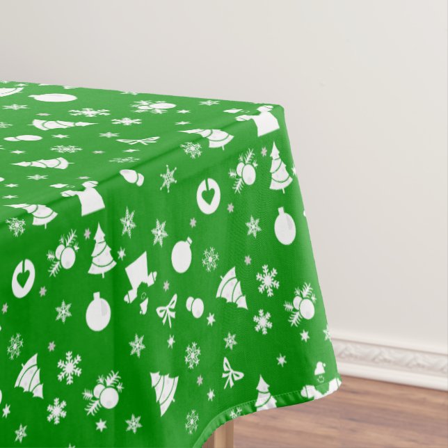 Toalha De Mesa Belo padrão de Natal na Tablecloth Verde (Posição Original)
