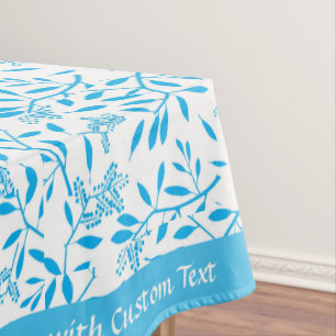 Toalha De Mesa Belo Padrão Foliar Azul Turquesa
