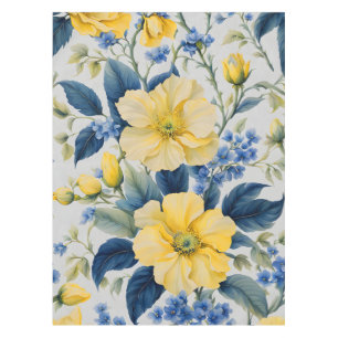 Toalha De Mesa Belos Flores Amarelo e Azul