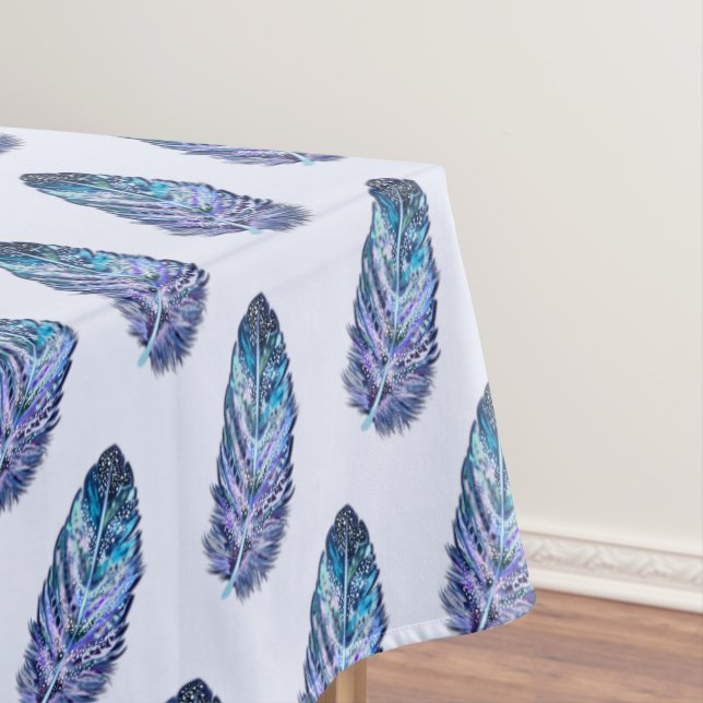 Toalha De Mesa Belos Penas Azul Tablecloth - Cores Personalizadas (Posição Original)