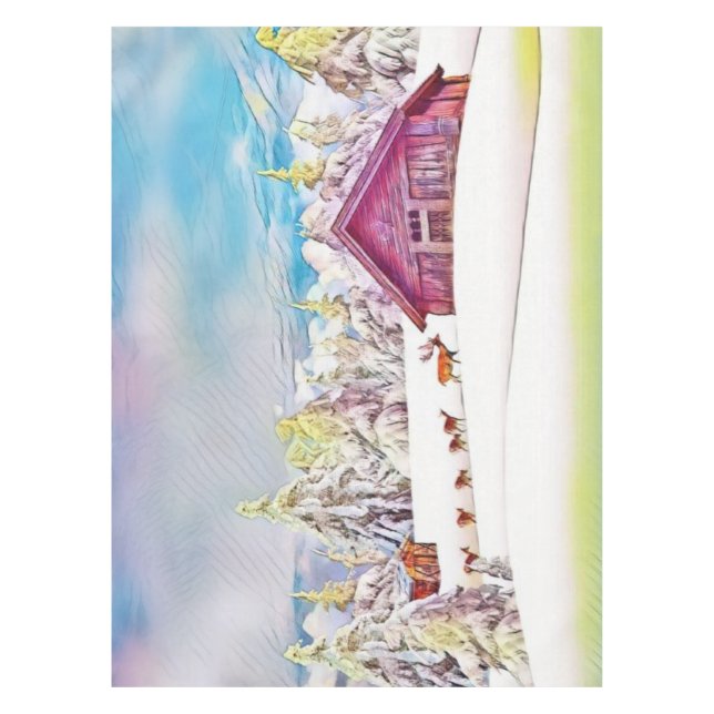 Toalha De Mesa Berrendas de inverno e Cadeias de Log (Frente)