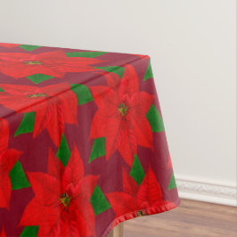 Toalha De Mesa Big Poinsettia Flower Pattern on Burgundy