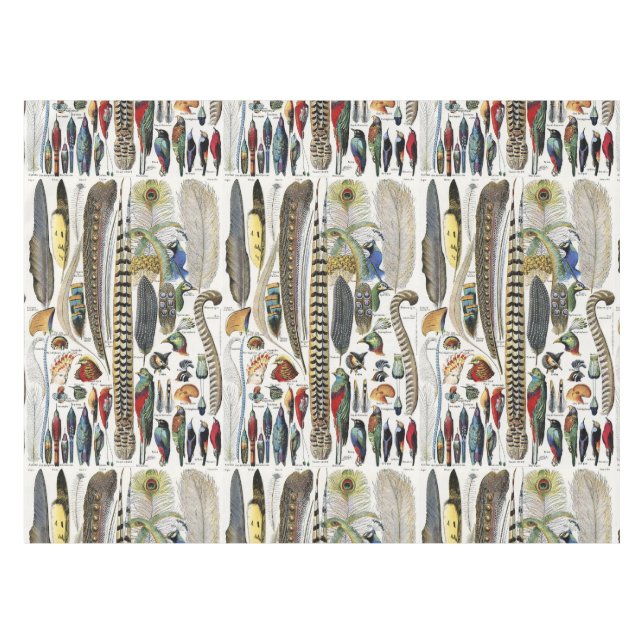 Toalha De Mesa Bird Feather Wildlife Antique Feathers Art Nouveau (Frente (Horizontal))