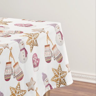 Toalha De Mesa Biscoitos de Homem de Neve com Luvas de Inverno em