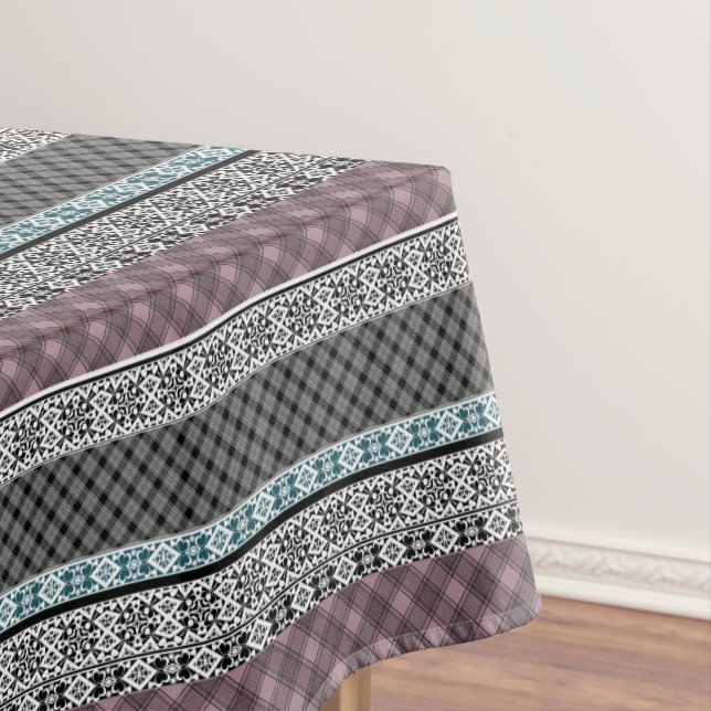 Toalha De Mesa Black and white brown patchwork lace (Posição Original)