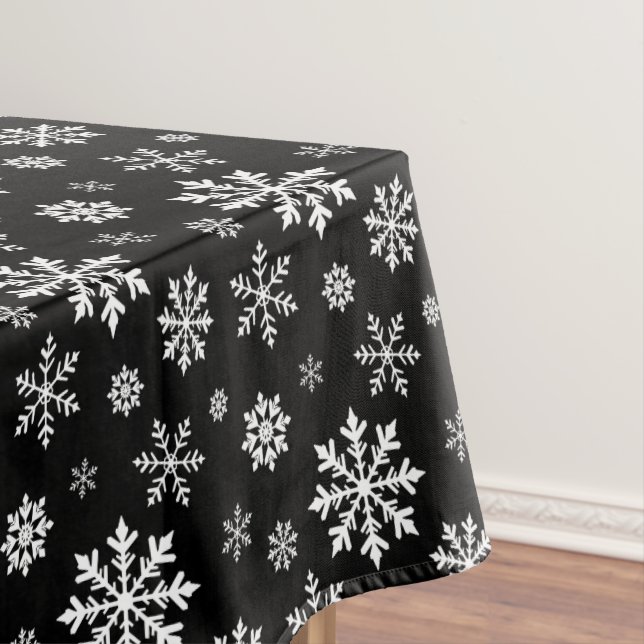 Toalha De Mesa Black And White Winter Snowflake Pattern Modern (Posição Original)
