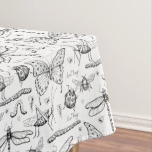Toalha De Mesa Black White Modern Insetos Ilustração Inseto de Am
