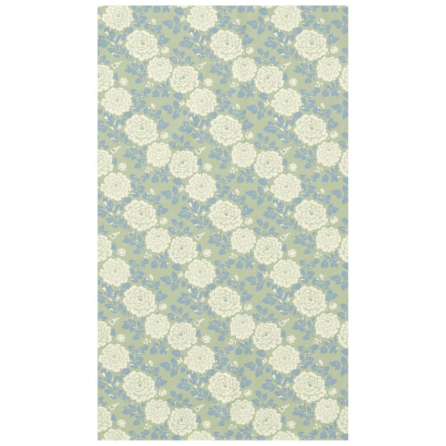 Toalha De Mesa Bloco Floral Impresso Azul Verde (Frente)