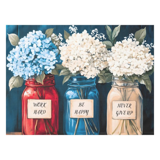 Toalha De Mesa Blooming Vintage Country Hydrangea Trio (Frente (Horizontal))