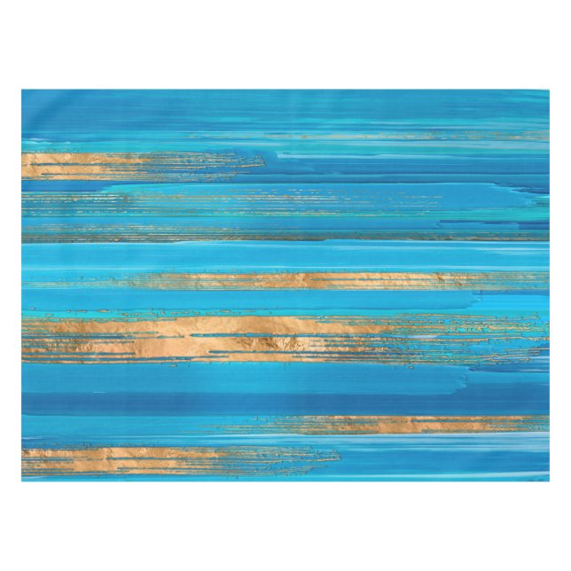 Toalha De Mesa Blue and Gold lines Abstract N2 (Frente (Horizontal))