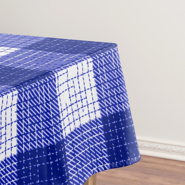 Toalha De Mesa Blue and White Bold Checkered Plaid Design  (Criador carregado)