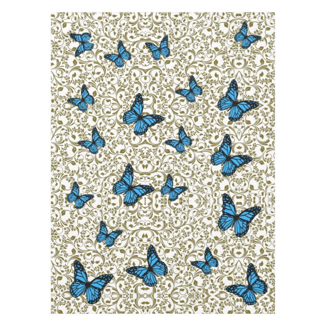 Toalha De Mesa Blue butterfly gold garden (Frente)