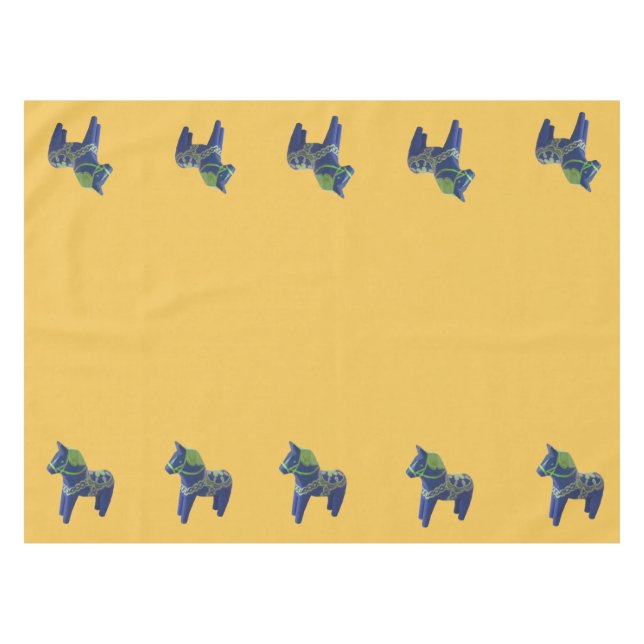 Toalha De Mesa Blue Dala Horse Tablecloth (Frente (Horizontal))